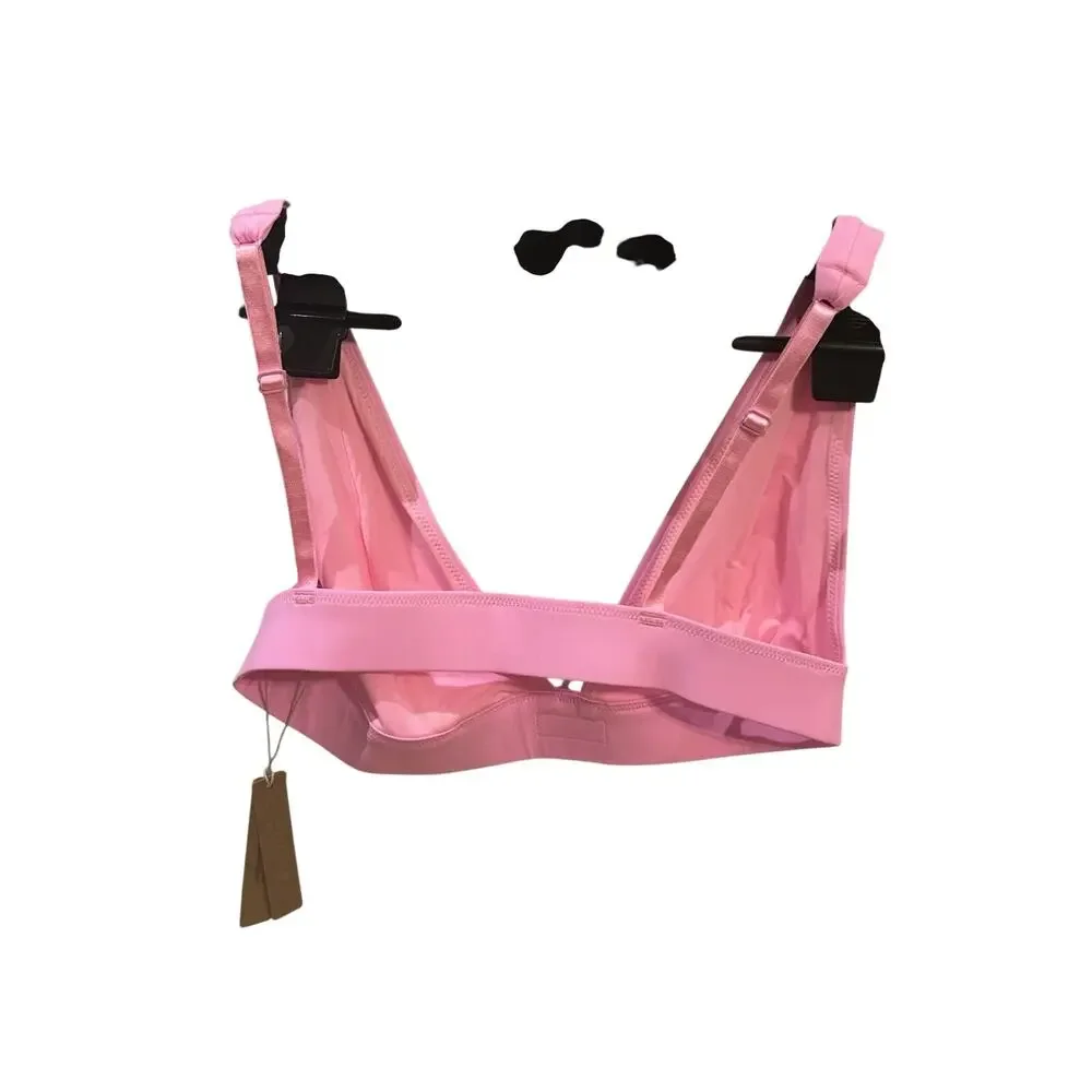 NWT SKIMS Women's Pink Plunge Bikini Top Size M